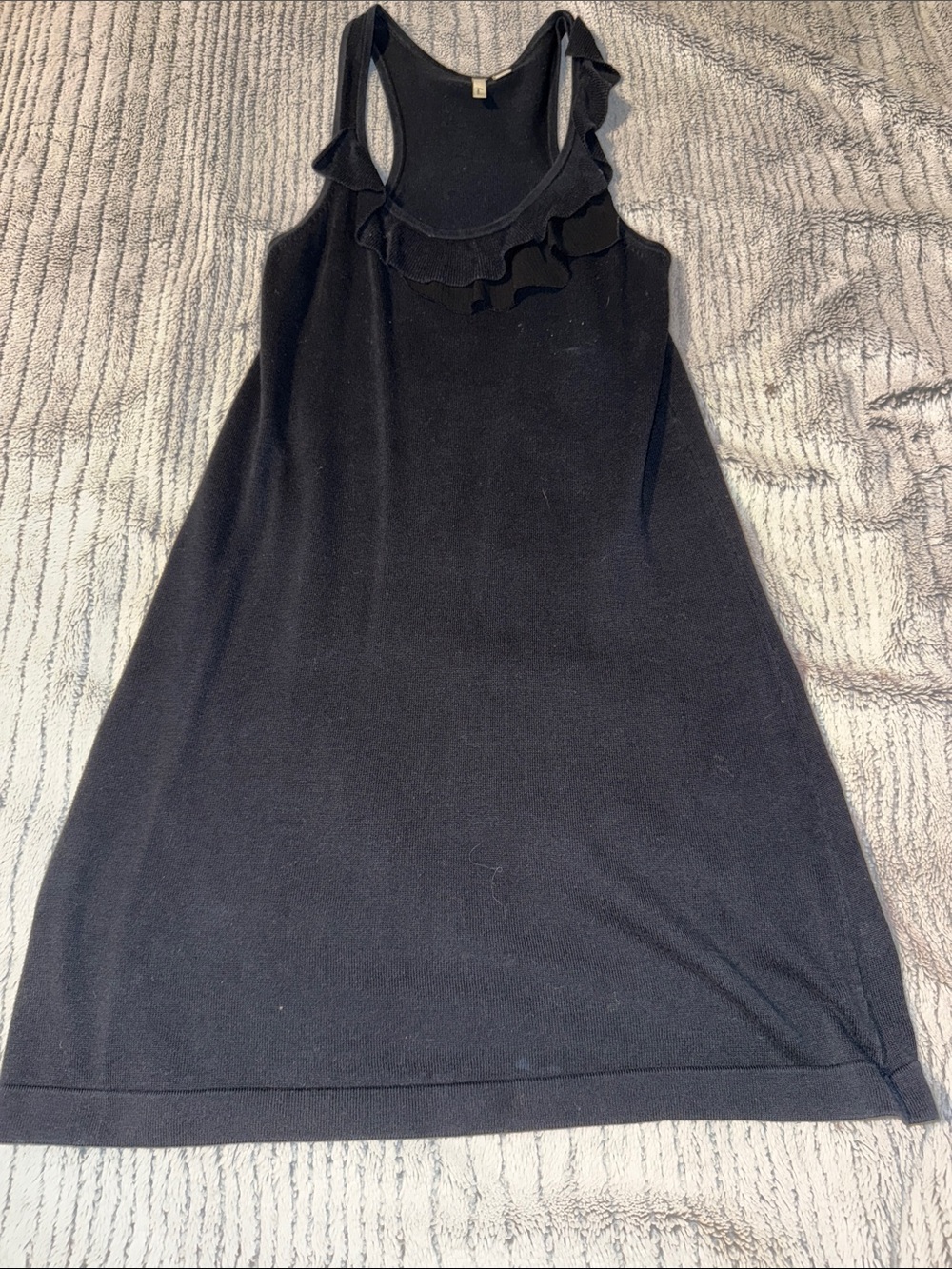 Frenchi Black Sleeveless Ruffle-Trim Mini Dress